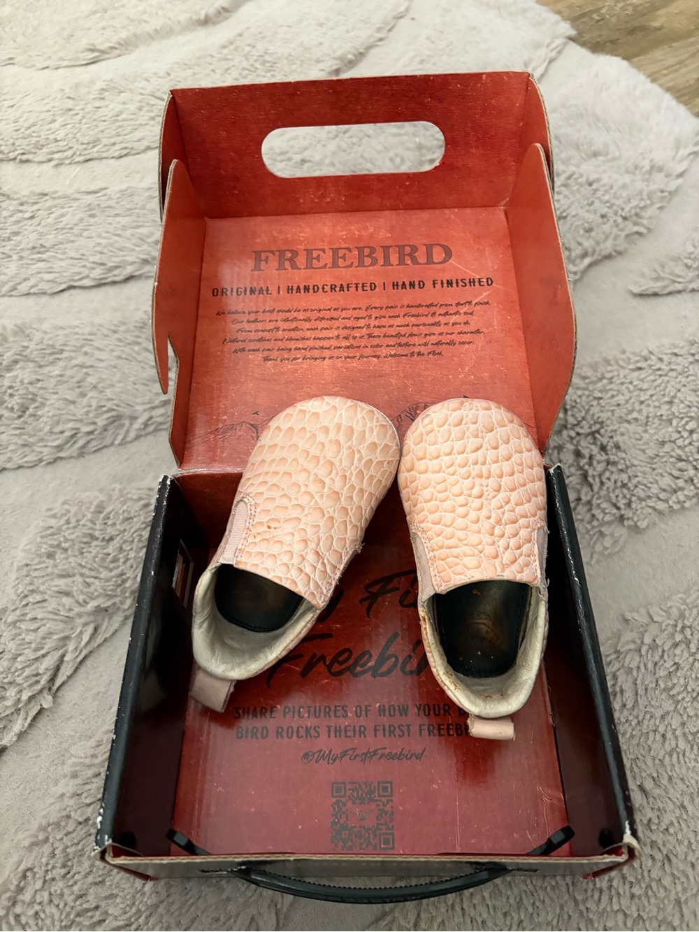 freebird Blush Textured Leather Baby Slip-Ons